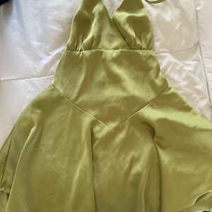 SHEIN Light Olive Halter Mini Dress